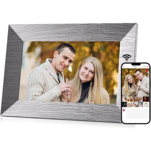 Digitale Fotolijst met Wifi - Fotolijsten - Frameo App - HD Kwaliteit - Witte houtnerf