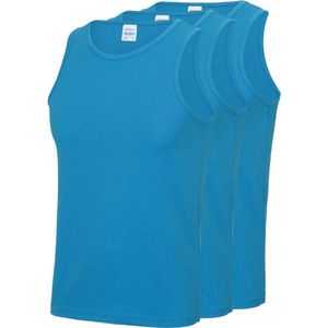Sport Singlets - Blauw - 3-Pack - Mouwloos Sporthemd - Voor Heren