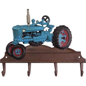 Kapstok - Gietijzeren blauwe tractor - 4 haken