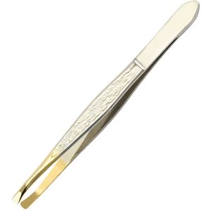 1 stuk Pincet Professionele roestvrijstalen pincet voor wenkbrauwen, professionele wenkbrauwpincet met antisliplaag voor wenkbrauwen, wimpers, ingegroeide haartjes Zilver