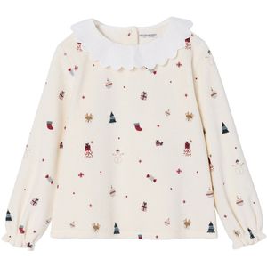 Vertbaudet Meisjespyjama fluweel / velours met kraagje en ruches van popeline