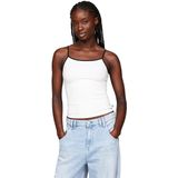 Tommy Jeans Slim Script Binding Mouwloos T-shirt Wit XS Vrouw