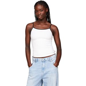 Tommy Jeans Slim Script Binding Mouwloos T-shirt Wit XS Vrouw