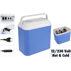 Excellent Cool Solutions - Draagbare koelbox - met verwarm functie - blauw/wit - 24 Liter - 12V & 230V