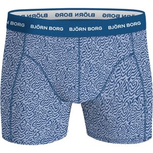 Björn Borg Cotton Stretch boxers - heren boxers normale lengte (1-pack) - blauw met wit dessin - Maat: XXL