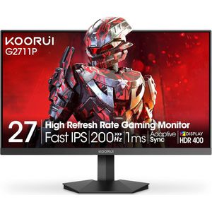 Koorui G2711P - Full HD IPS Gaming Monitor - 27 Inch - 200 Hz - 1 ms