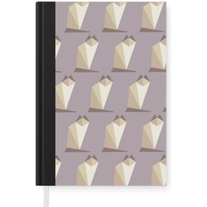 Notitieboek - Schrijfboek - Origami - Kat - Patronen - Notitieboekje klein - A5 formaat - Schrijfblok