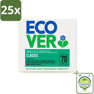 25 x Ecover - Vaatwastabletten Classic - Citroen & Limoen - 70 Tabs - Grootverpakking - Vaatwastabletten - Vaatwasser - Biologisch Afbreekbaar - Plantaardige Reiniging - Citroen