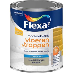 Flexa Mooi Makkelijk - Lak - Vloeren en Trappen - Mengkleur - Mooi Olijfgroen - Mooi Makkelijk - 750 ml