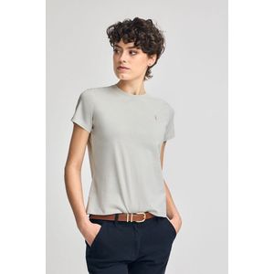 Lichtgrijs T-shirt met ronde hals en geborduurd Rigby Go-logo