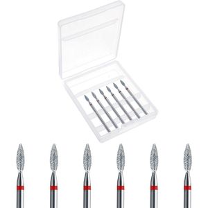 6 STKS E Bestand Nail Boren Vlam Bit voor Nail Boor Russische Elektrische Bestand Bits Diamond Nail Boren Cuticle Clean Nail Boor Professionele Veiligheid Carbide Onder Nail Cleaner voor Dode Huid
