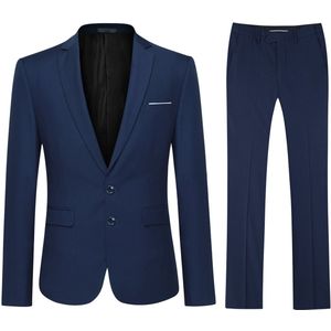 Allthemen Heren 2-Piece Slim Fit Pak - Tweeknoops zakelijk Pak - XS