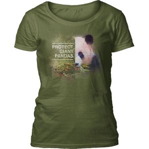 Ladies T-shirt Protect Giant Panda Green L