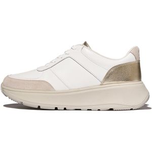 FitFlop - F-Mode Leather/Suede/Metallic - Flatform Sneakers - Urban White/Platino - Microwobbleboard Tussenzool