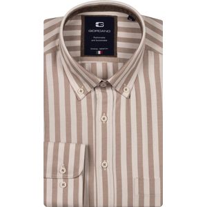 Giordano – Brando – Heren – Overhemd – Gestreept Overhemd – Donkerbruin – 527101-80