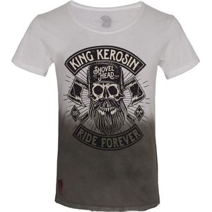 King Kerosin T-Shirt Lumberjack Dip Dye White Olive-XL