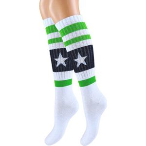 Kniekousen - Sportlook - Ster - Wit/Groen - Maat 23-26