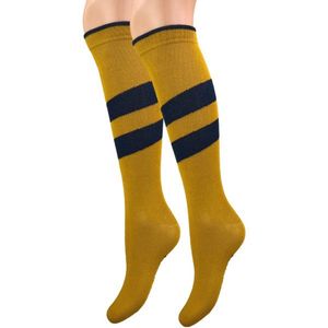 Kniekous - Streep - Diagonaal - Oker/Marineblauw - Maat 23-26