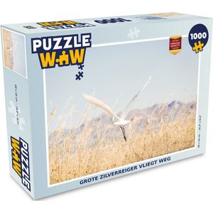 Puzzel Grote zilverreiger vliegt weg - Legpuzzel - Puzzel 1000 stukjes volwassenen