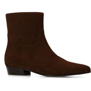 Manfield - Dames - Bruine suède enkellaarsjes - Maat 36