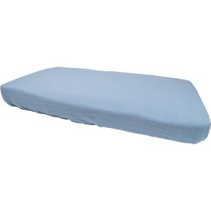 Wieghoeslaken blauw - Afmeting 40x80 - Matrashoes - 100% bio katoen