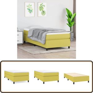 vidaXL Bedframe - Stof - Groen - 80x200 cm Boxspring Frame - Slaapcomfort - Groene Bedframe - Houten Bedframe - Tweepersoons Bed