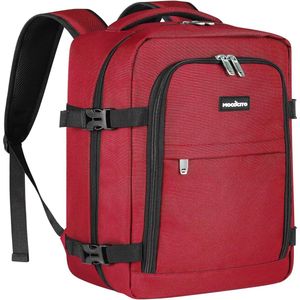 Handbagage, rugzak voor Ryanair, 40 x 20 x 25 cm, cabinetas, maximale grootte van de cabinetas, vliegtas, bagage, weekendtas met schouderriem, handtas, sporttas, 20 liter, rood