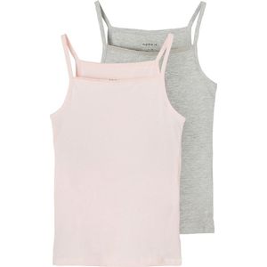 Name it 2-pak meisjes hemdjes - Spaghetti bandjes - Kinder basic katoenen onderhemd - 164 - Roze
