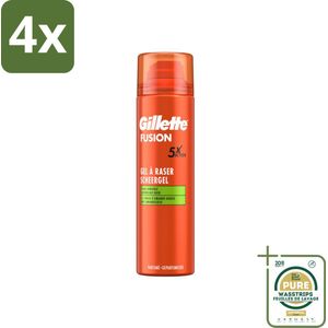 Gillette Scheergel Fusion 5 Sensitive 200 ml - Voordeelverpakking - 4 stuks - Scheergel amandel - Gillette Fusion5