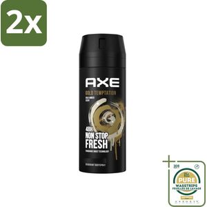 Axe - Deodorant Bodyspray - 48hrs Non Stop Fresh - Gold Temptation - Gold Amber - 150 ml - Voordeelverpakking - 2 stuks - Deodorant - Bodyspray