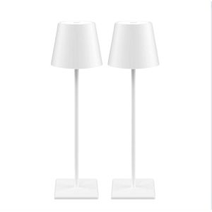 Tafellamp Oplaadbaar - Wit - 2 Stuks - Draadloos - Modern Design - Touch lamp - Dimbaar - 38 CM - Nachtlamp - Bureaulamp - LED - IP54