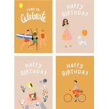 Fabrique a la Carte Wenskaarten Verjaardagskaart  set 16 stuks - Birthday Auteur - Blanco