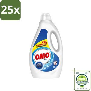 25 x Omo - Vloeibaar Wasmiddel - Wit - Hygiënisch schoon - 75 Wasbeurten - Grootverpakking - Wasmiddel - Wit Was - Vloeibaar Wasmiddel - Reiniging - Vlekkenverwijderaar