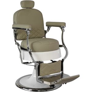 Professionele Barberstoel – Luxe Kappersstoel met Hydraulische Pomp, Verstelbare Rugleuning & Voetsteun – 65 kg – Beige