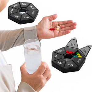 Pillendoosje Achthoek I Pillendoos I Pillen Organizer I Medicijn doosje I Pil Box I 7 dagen I Zwart