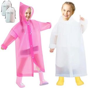Waterdichte Herbruikbare Regenponcho voor Kinderen - 2 Stuks Lichtgewicht Opvouwbare Regenjassen