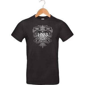 1963 - Classic - Vintage - Premium Quality - T-shirt - 100% katoen - leeftijd - geboortejaar - verjaardag en feest - cadeau - kado - unisex - zwart - maat S