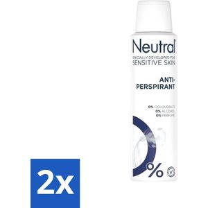 2 x Neutral - Deodorant Spray - Anti-perspirant - Gevoelige Huid - 0% Kleurstof, Parfum & Alcohol - 150 ml - Antitranspirant - Deodorant - Gevoelige Huid - Parfumvrij - Kleurstoffen