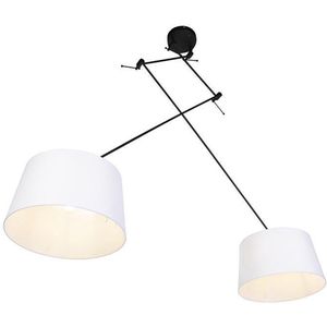 QAZQA blitz - Moderne Hanglamp met kap - 2 lichts - L 750 mm - Wit - Woonkamer | Slaapkamer | Keuken