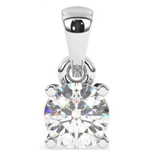 Diamo Diamonds 9-DD014-WG-50-P Gouden Hangertje met Diamant - Dames - Lab Grown Diamond - 0,50ct - Recycled Goud - 14 Karaat - Chatonzetting - Witgoud