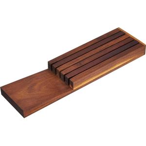 Messenblok voor lade van acacia kernhout - elegant messenblok voor 5 messen - 39 x 11 x 35 cm