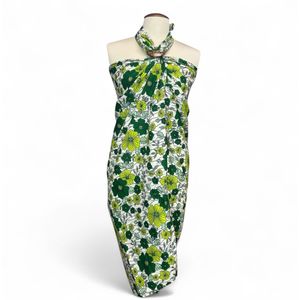Sarong / pareo / pangi katoen - Strandkleding wikkelrok / strandjurk / omslagdoek / baby wrap - Groene flower