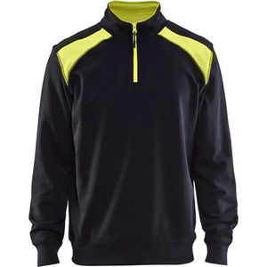 Blaklader Sweatshirt bi-colour met halve rits 3353-1158 - Zwart/High Vis Geel - XL
