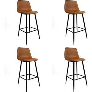 Bronx71® Industriële barkruk Susan cognac 72 cm - Barkrukken set van 4