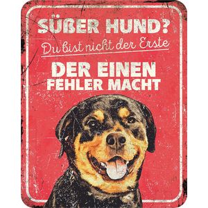 D&d Home - Waakbord - Hond - Waarschuwingsbord Rottweiler De 25x20x0,3cm Rood - 1st