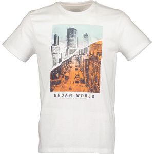Blue Seven heren shirt - t-shirt heren - KM - wit + print - 302759 - maat L