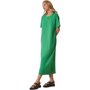 Happinessistanbul Dames Groene Losse Lange Casual Gebreide Jurk Dz00076