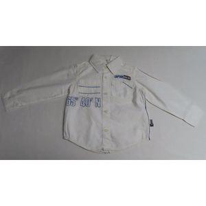 Overhemd - Wit - met blauw - lange mouw - Jongens - 2 jaar 92