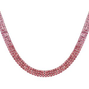 Zilveren choker ketting met roze strass steentjes | Party | kerst | yehwang | choker