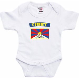 Tibet baby rompertje met vlag wit jongens en meisjes - Kraamcadeau - Babykleding - Tibet landen romper 68